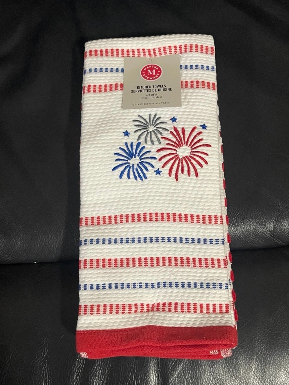 Patriotic Martha Stewart Kitchen Towels Fireworks Set of 3